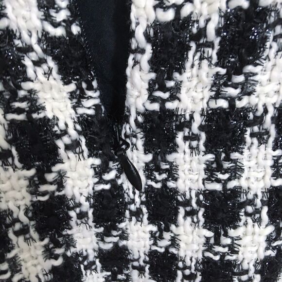 NWT J.O.A. Tweed Fringe Houndstooth Print Sleeveless Sheath Dress Split Hem XS - Picture 10 of 15